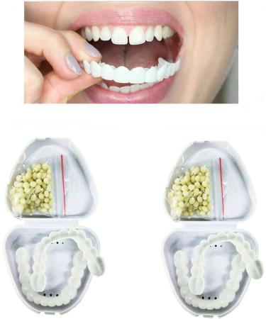 Flipped Warm Tooth Screaming Upper & Lower Dentures | Perfect Smile Removable False Teeth for Men & Women - 2PCS Temporary Tooth Veneer for Whitening - Buy Online on GoSupps.com