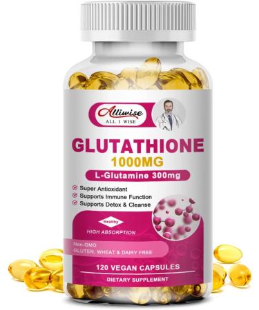 Liposomal glutathione capsules 1000mg actively reduced form glutathione with L-glutamine 300mg improved absorption antioxidants detox and cleaning immune health support-12 cap