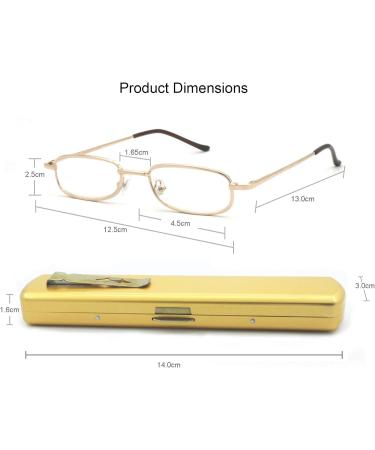Lightweight Portable Metal Reading Glasses 2pk - 1.0 Diopters Gold | Pocket Case | For Men & Women - International Shipping Available - Buy Online on GoSupps.com