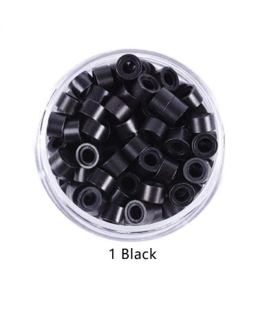 500pcs Silicone Lined Micro Links Rings Beads for Hair Feather Extensions - Black - Buy Online on GoSupps.com