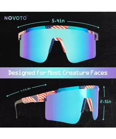 Novoto Polarized Viper Sunglasses for Youth | UV400 Protection Pitviper-style Sunglasses for Men & Women - Flag Blue - Buy Online on GoSupps.com