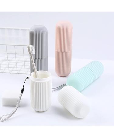 Buy Travel Toothbrush Cup & Case | Portable Non-Slip Toothbrush Holder with Lid - White | Ideal for International Travel - Buy Online on GoSupps.com