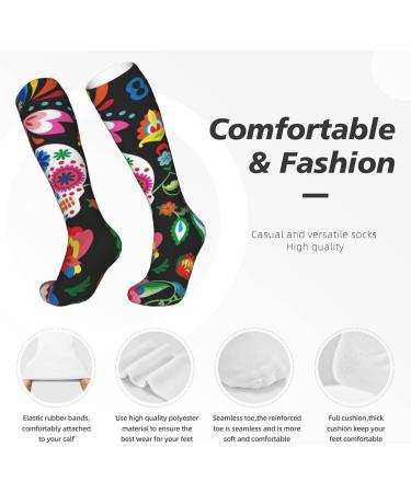 Shop Sugar Skull Dia de Muertos Compression Socks for Men & Women | 15-20 mmHg Support for Running & Cycling - Buy Online on GoSupps.com