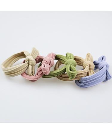 Hair Ties 5 Pieces Elastic Hair Bands Seamless Ponytail Holders for Thick Hair Bow Knotted Hair Bobbles Hair Accessories for Women Girls - Buy Online on GoSupps.com