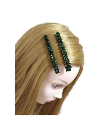 2 Pcs Green Rhinestone Diamond Hair Barrette Clips for Women & Girls - Vpang Alligator Duckbill Bobby Pins - Buy Online on GoSupps.com