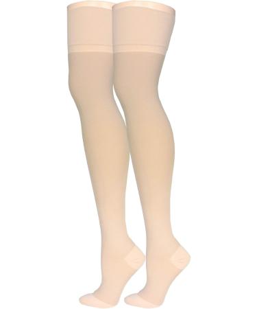 Truform 30-40 mmHg Compression Stockings for Men and Women Thigh High Length Closed Toe Beige Medium - Buy Online on GoSupps.com