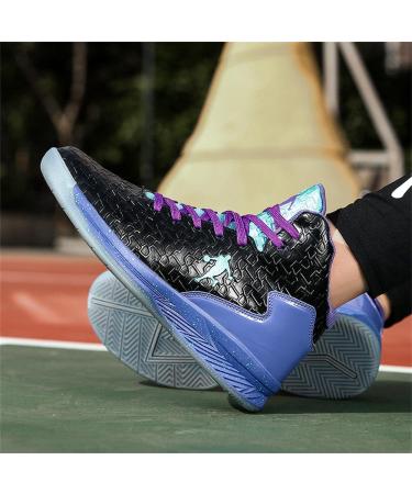 Roking Men's High-Top Basketball Shoes | Breathable Lightweight Gym Sneakers | Stylish Black Violet Running Shoes (38 EU) - Buy Online on GoSupps.com