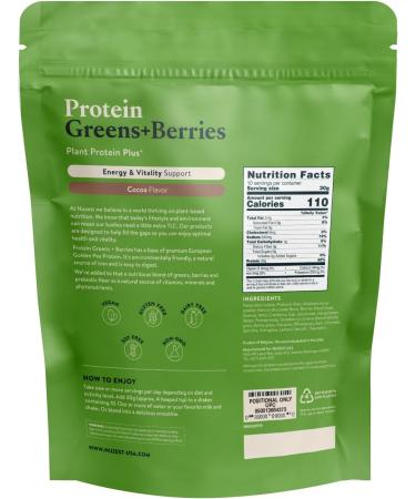 Nuzest Protein Greens + Berries Superfood Powder - Plant Protein Blend 300g - Cocoa Flavor - International Shipping Available - Buy Online on GoSupps.com