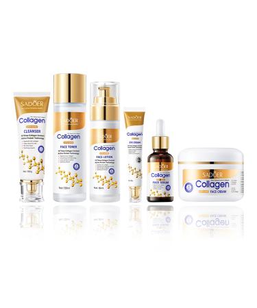 Collagen Skin Care Set Facial Skin Care Set with Collagen Extract Hydrating Soothing Valentine's Day and Holiday Set Gold