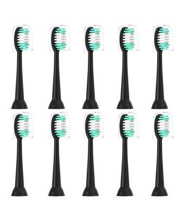Everystep Replacement Toothbrush Heads Compatible with AquaSonic Black Series 10 Pack for Vibe Series Black Series pro and for Duo Series pro Electric Toothbrush Black