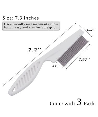 Flea Comb for Dogs and Cats - Lice & Flea Removal, Tear Stain Remover, Detangling & Dematting - 3 Pack - Buy Online on GoSupps.com