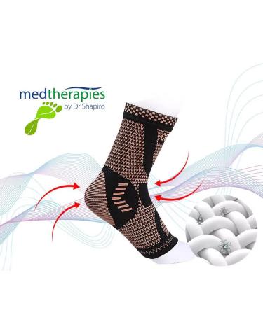 Shop Dr. Shapiro Copper Ankle Brace Support for Men & Women | Compression for Sprains Heel Spur Plantar Fasciitis & Sports Injuries (Medium - Buy Online on GoSupps.com