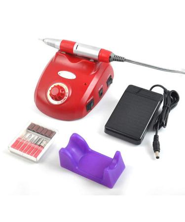 Electric Nail Drill Professional Nail Files 30000RPM Acrylic Nails Remover Set Manicure Pedicure Nail with Foot Pedal Nail Buffer Manicure Pedicure Polishing Tools Red