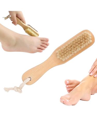 Foot Brush & Pumice Stone with Handle Wooden Foot Bristle Brush Pumice Stone Foot Callus Remover Double Sided Foot Scrubber for Men & Women - Buy Online on GoSupps.com
