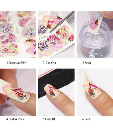 Spring Flower Water Transfer Nail Stickers - Butterfly & Dragonfly Decals for Acrylic Nails - Floral Design for Women - Nail Decorations & Supplies - Buy Online on GoSupps.com