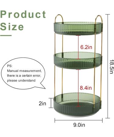 360 Rotating Makeup Organizer 3-Pack Green - Large Capacity Spinning Holder for Cosmetics, Perfumes, and Makeup Brushes - Vanity Shelf Countertop Storage Box - Buy Online on GoSupps.com