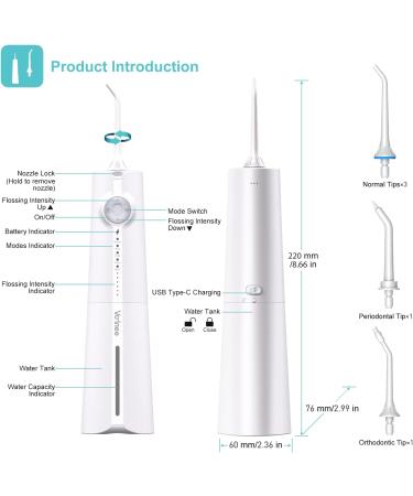 Voinee Care Wireless Oral Irrigator - Professional Munddusche with 5 Cleaning Modes 6 Pressure Levels & 5 Nozzles | IPX7 Waterproof Tooth Cleaner - Shop Now! - Buy Online on GoSupps.com