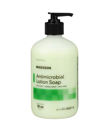McKesson Antimicrobial Lotion Soap with Pump Aloe Herbal Scent 18 oz 1 Count