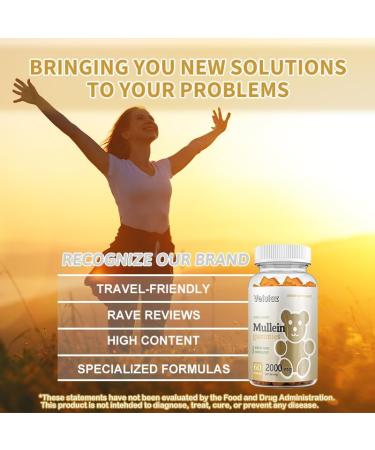 velulaz Gummies Feature 2000Mg of Mullein Leaf and Mullein Lung Promoting Respiratory and Digestive Health Perfect for Family Trips with a Pineapple Flavor. - Buy Online on GoSupps.com