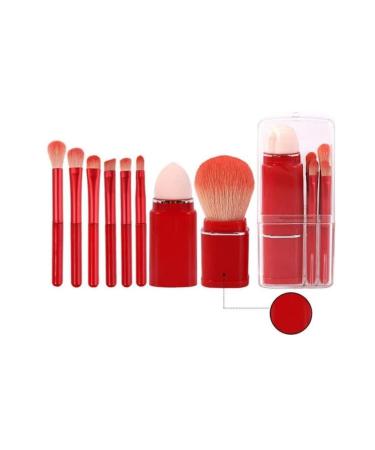 Makeup Brush Portable Makeup Brush 1 Set Functional Transparent Storage Box Makeup Brush Set Lightweight Beauty (Color : Red)