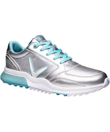 Callaway Women's Aurora Golf Shoe - 38 EU Wide Silver & Light Blue | International Shipping Available - Buy Online on GoSupps.com