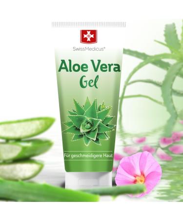 Swissmedicus aloe vera gel - 200 ml - natural face - hair and body - Ideal for sunburn repair - rashes - 100% aloe vera juice extract 200ml