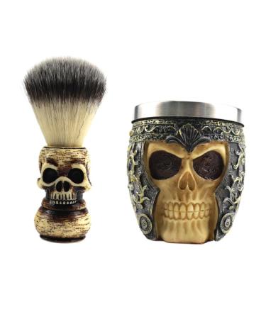 Frcolor 1 set of skull-beard brush shaving soap brush skull shaving brush Travel razor Face cleaning brush shaving brush made of wooden hair metal Miss brush tools