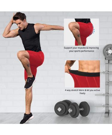 WRAGCFM Men's Compression Shorts with Pockets - Red, Medium | Running, Workout, Active Underwear - Buy Online on GoSupps.com