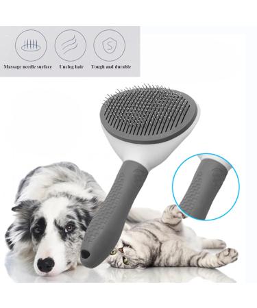 Secwell Pets Cat & Dog Brush - Hair Remover with Cleaning Button for Long & Short Hair - Gray - Buy Online on GoSupps.com