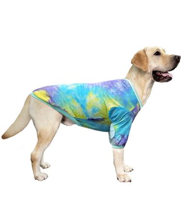PriPre Tie Dye Dog Clothes for Large Dogs Small Medium Breathable Cotton Dog Shirt Dog Pajamas Big Dogs Boy Girl 3XL 3X-Large .Tiedye Blue