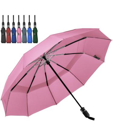 LANBRELLA Umbrella Windproof Travel Umbrella Compact Folding Reverse Umbrella E1.4 Pink 46 INCH
