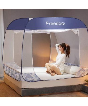 Pop-Up Mosquito Net Tent Canopy for Beds - Self-Standing Camping Tent with Enclosed Bottom - Portable Design for Baby and Adults - Blue Queen Size - Buy Online on GoSupps.com