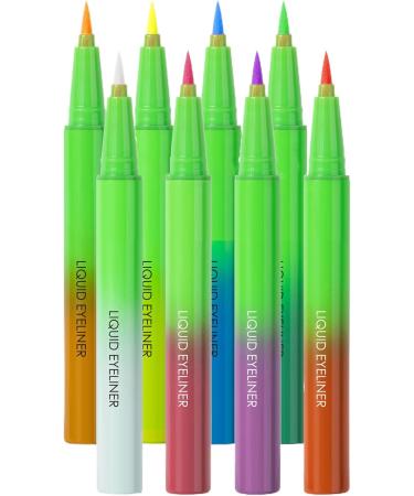 Liquid eyeliner matte color concealer pen Colored Neon Liquid Eyeliners Pen 8x | Long-lasting vibrant bright-colored eye makeup for women - Buy Online on GoSupps.com
