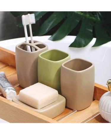 Joplax Matt Ceramic Toothbrush Organizer - Compact Bathroom Storage for Electric Toothbrush & Toothpaste - Stylish Green Design - Buy Online on GoSupps.com