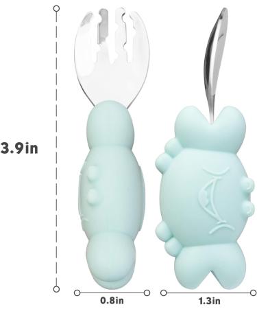 Silicone Suction Plate for Toddlers with Fork & Spoon Set - Self-Feeding Divided Plate & Bowl for Baby/Toddler - Blue - Buy Online on GoSupps.com