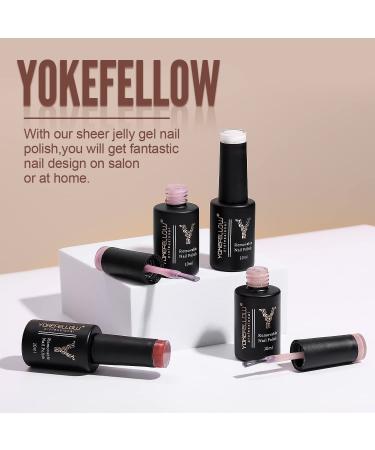 YOKE FELLOW Nude Jelly Gel Nail Polish - Translucent Neutral Color | 10ml Soak Off UV Gel Polish for Nail Art - Buy Online on GoSupps.com