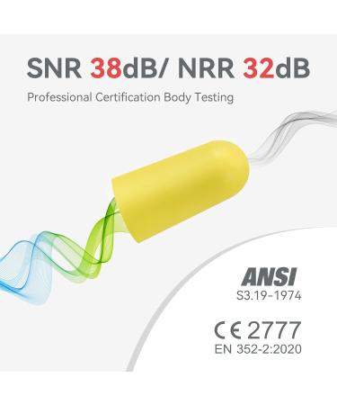 Buy Foam Ear Plugs - 60 Pair 38dB Noise Reduction Earplugs for Sleep Travel Shooting and Studying - Soft Yellow Hearing Protection - Buy Online on GoSupps.com