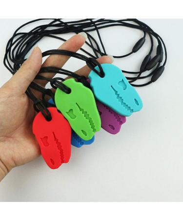 5pcs Sensory Chew Necklace - Food Grade Silicone Dinosaur Chew Toys for Kids & Adults | International Shipping Available - Buy Online on GoSupps.com