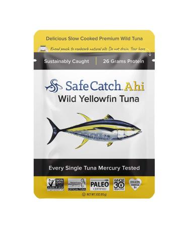 Safe Catch Ahi Wild Yellowfin Tuna Fish Pouch 3oz 8 Pack - Low Mercury, Gluten-Free, Paleo, Keto, Whole30 Approved & High-Protein - Buy Online on GoSupps.com