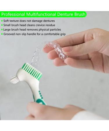 3PC Dental Prostheses Travel Box - Cleaner Brush & Storage for Dentures & Braces - Light Blue - Buy Online on GoSupps.com