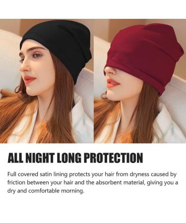 Silk Bonnet for Sleeping - 2PCS Silk Hair Wrap for Women/Men - Red & Black, Black & White - Buy Online on GoSupps.com