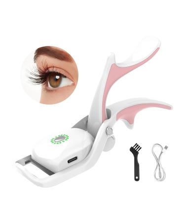 Heated Eyelash Curler Rechargeable Handheld Eyelash Curler with 3 Heating Modes & 15s Fast Preheat 5 Mins Power 0ff and Large Wide Opening for Quick Natural Eyelashes Heated-Eyelash-Curler-Electric White