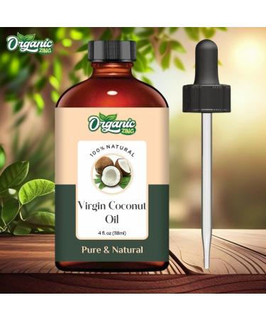 ORGANIC ZING Virgin Coconut (Cocos nucifera) Oil | Pure & Natural Carrier Oil for Skincare Haircare & Massage - 118ml/3.99fl oz - Buy Online on GoSupps.com