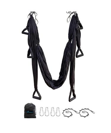 Aerial Yoga Swing Set Yoga Hammock Trapeze Sling Inversion Tool for Indoor Home Fitness (Black)