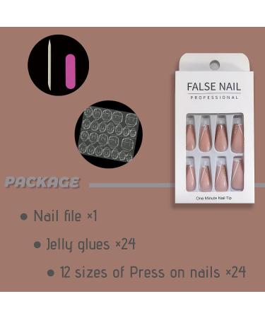 FOAMEE Medium Nude Coffin Fake Nails with Sequins Designs - Acrylic Glossy False Nails for Women - Buy Online on GoSupps.com