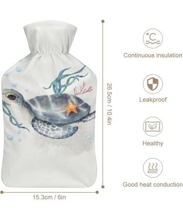 Turtle Hot Water Bottle with Plush Cover | 26.5x15.3cm Bed Warmer for Adults & Kids - International Shipping Available - Buy Online on GoSupps.com