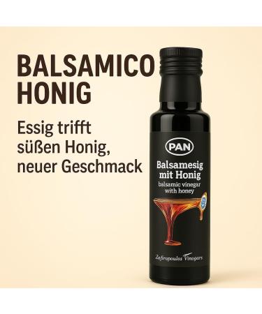  PAN Premium balsamic vinegar with honey - Mild and aromatic - Greek balsamic - 2 x 250 ml - Fine food - Buy Online on GoSupps.com