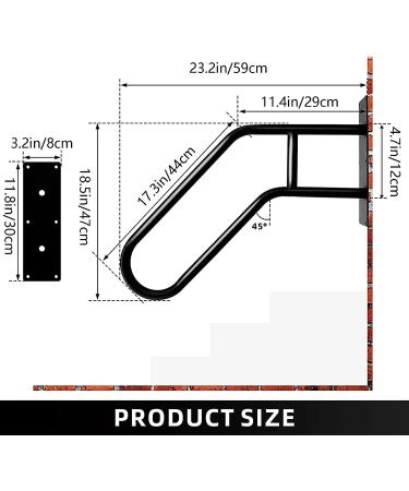 Wall Mount Handrails for Outdoor Steps Stair Railing U-Shaped for 1-3 Step hand Rail with Black Powder Coat Finished for Garage Porch Yard and Garden - Buy Online on GoSupps.com
