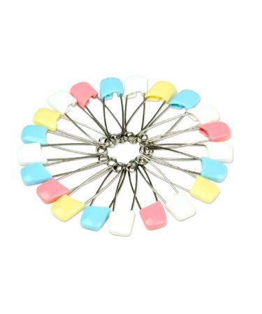 20PCS 4cm/1.6inch Colorful Stainless Steel Safe Pins Brooch Buttons Buckle Holder Fastening Safe Locking with Plastic Locking Top for Kids Bib Clothes Diaper Nappy (Color Random)