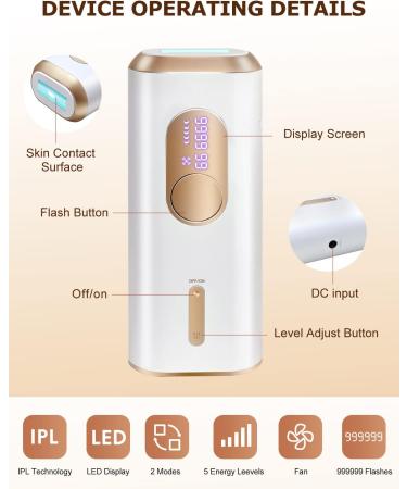 Gollerry Mrs IPL Laser Hair Removal Device | Permanent Hair Removal for Women | Sapphire Ice-Cooling IPL | FDA Cleared | 999999 Flashes | Home Use - Buy Online on GoSupps.com